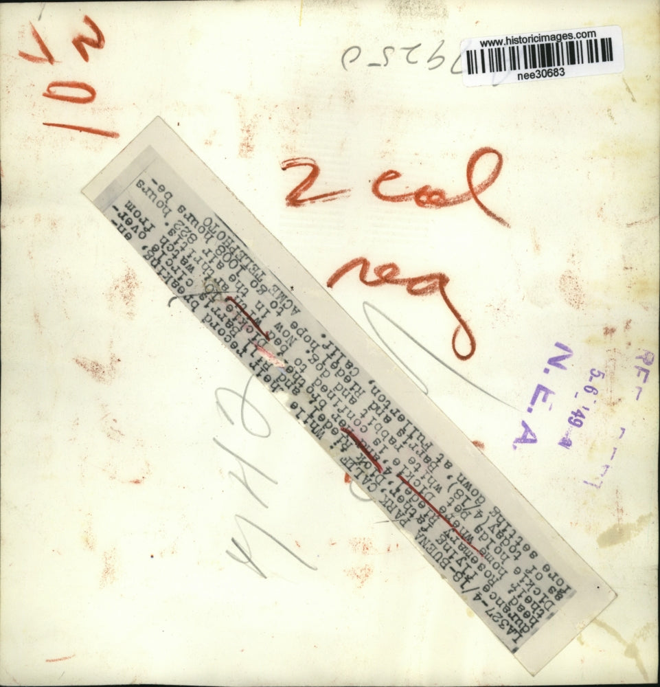 1949 Press Photo Dick Riedel, Dickie confined with arthritis and Rosemary Riedel