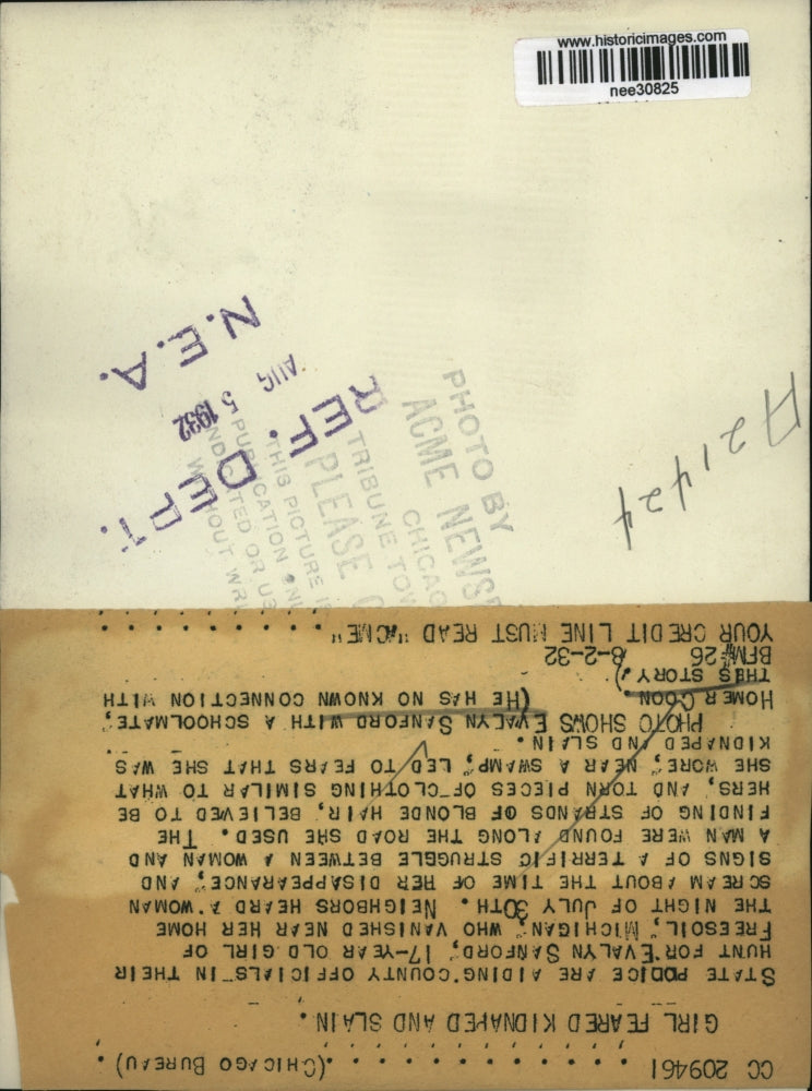 1932 Press Photo Evalyn Sanford with Homer Coon - nee30825