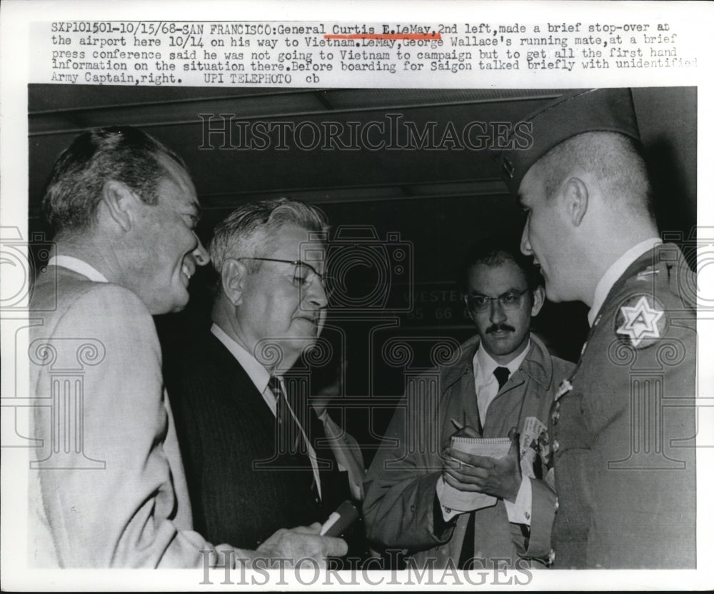 1968 Press Photo General Curtis LeMay on His Way to Vietnam Stopping in San Fran