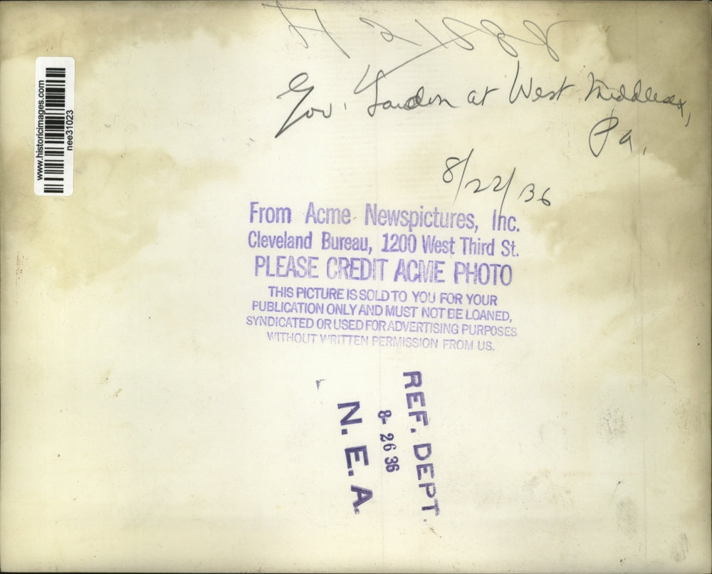 1936 Press Photo Governor Landon during a political tour - nee31023