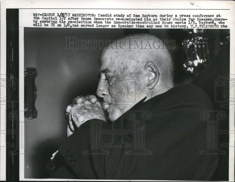1957 Press Photo Sam Rayburn re-nominated house speaker in Washington