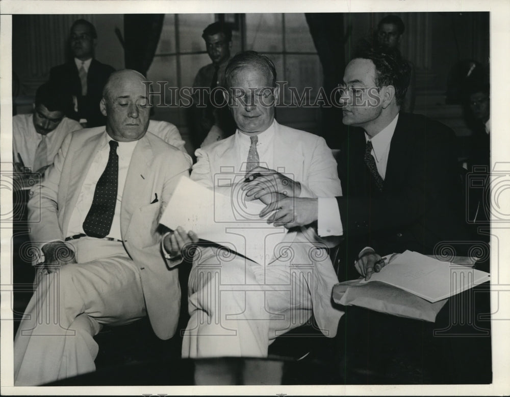 1935 Press Photo Representative Sam Rayburn, Senator Burton Wheeler and Cohen