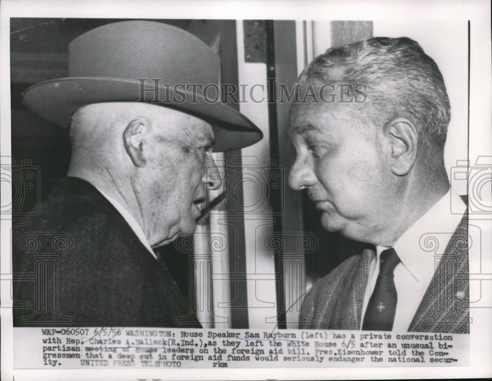 1956 Press Photo House Speaker Sam Rayburn and Rep.Charles Balleck - nee31319