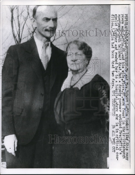 1959 Press Photo Mr & Mrs Robert Laffin Found Husband Dead Wife Survived