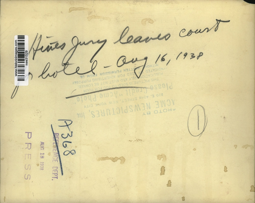 1938 Press Photo Hines jury leaves Court