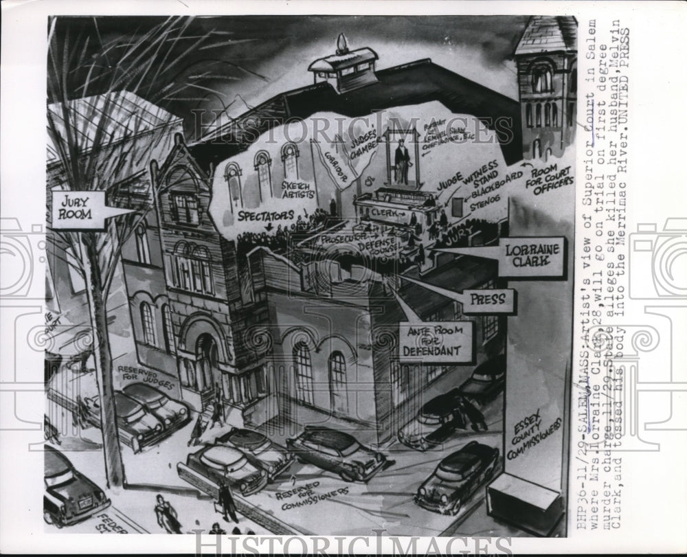 1954 Press Photo Salem, Mass Artist View of Superior Court - nee31531