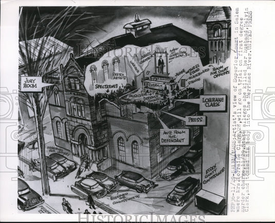 1954 Press Photo Salem, Mass Artist View of Superior Court - nee31531