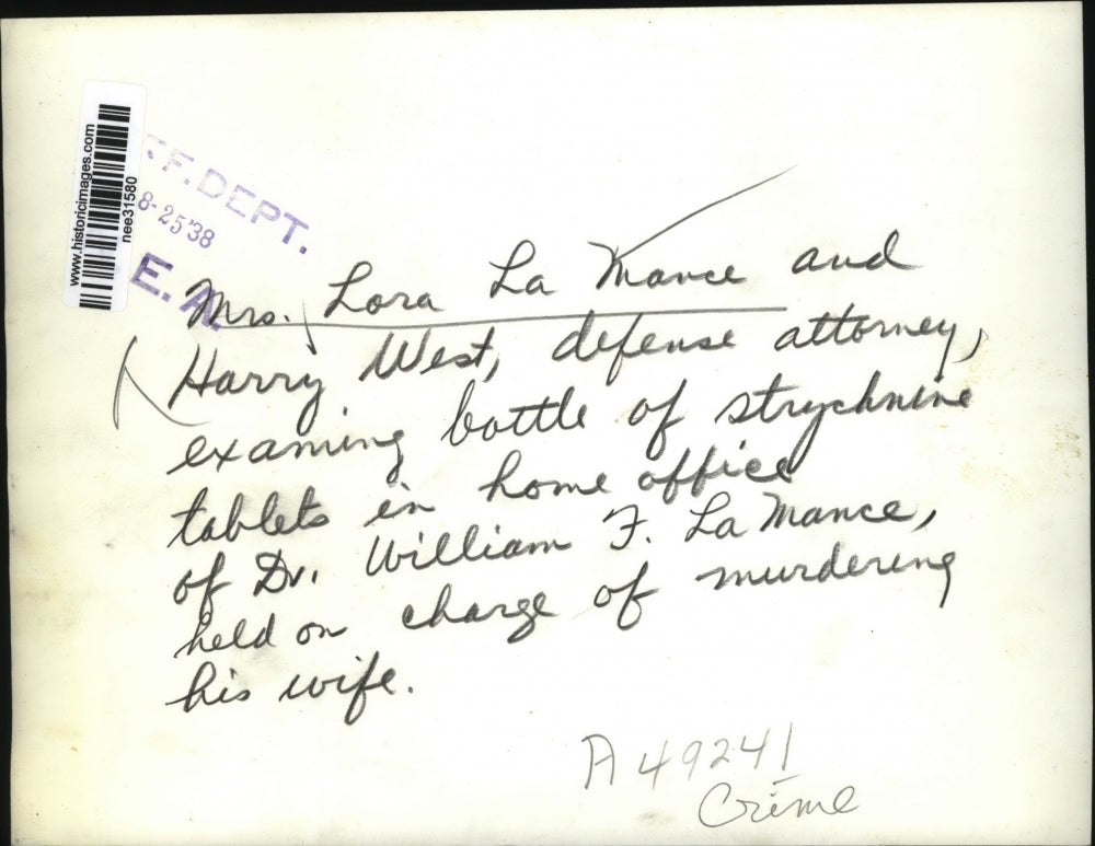 1938 Press Photo Mrs. Lora La Mavce and Henry West examine pill bottle