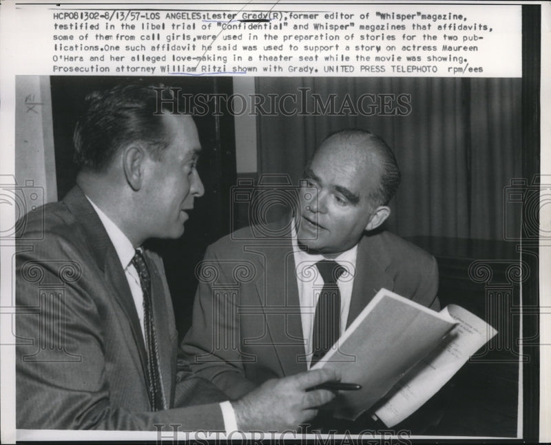 Load image into Gallery viewer, 1957 Press Photo Lester Grady testified in libel trial in Los Angeles
