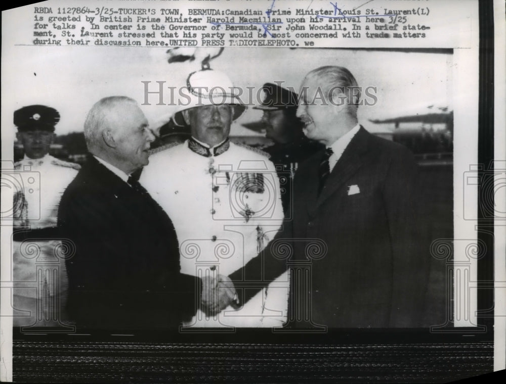 1957 Press Photo Primer Louis St. Laurent &amp; British Premier Harold Mamillian- Historic Images