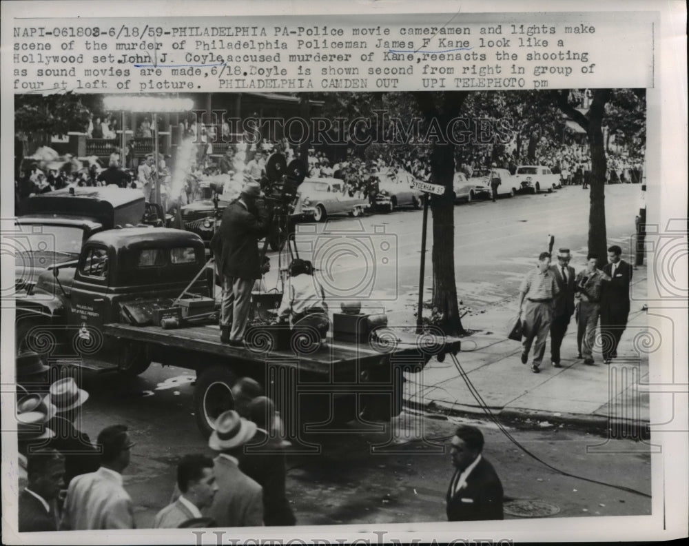 1959 Press Photo Murder Scene in Philadelphia, James F Kane and John J Coyle