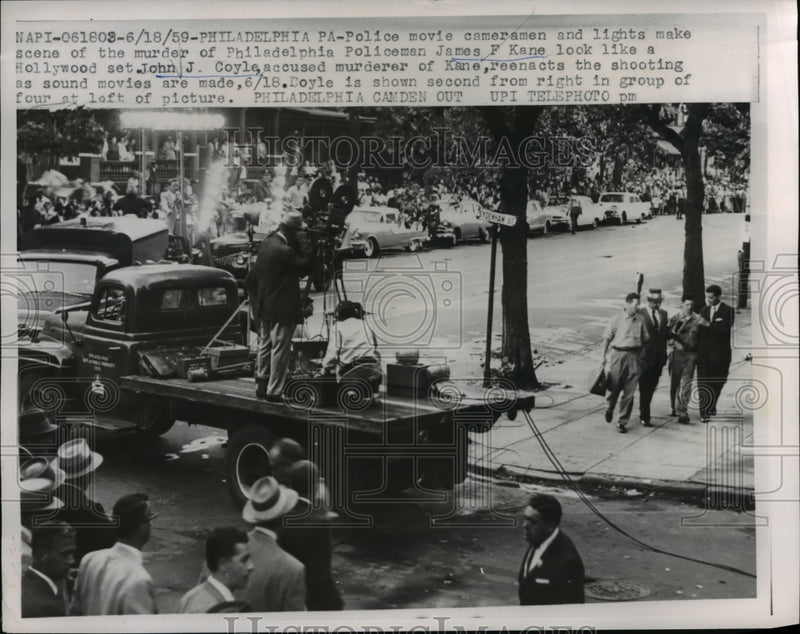 Load image into Gallery viewer, 1959 Press Photo Murder Scene in Philadelphia, James F Kane and John J Coyle
