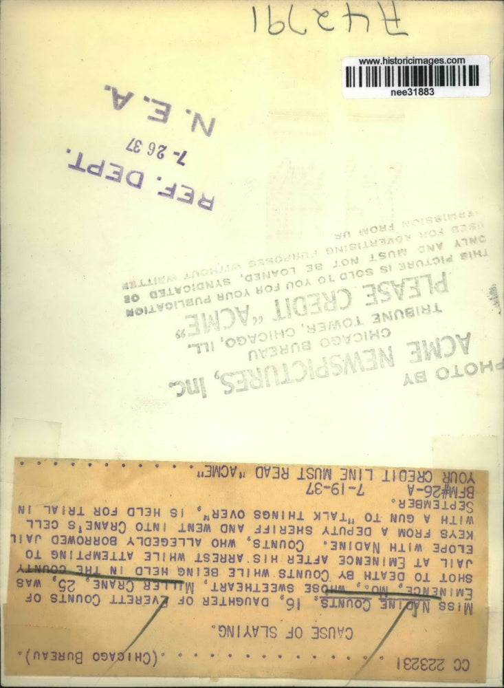 1937 Press Photo Miss Nadine Counts, daughter of Everett Counts - nee31883