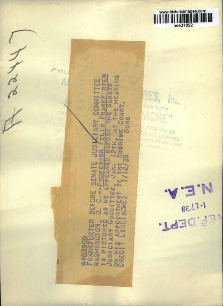 1939 Press Photo Felix Frankfurter Nominated for Justice of US Supreme Court