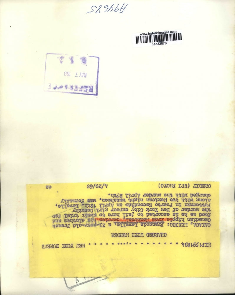 1968 Press Photo Francois Lavalle of Canada Charged with Murder Dorothy Futteman