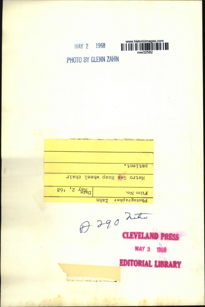 1968 Press Photo Metro General Hospital Wheel Chair Patient - nee32582