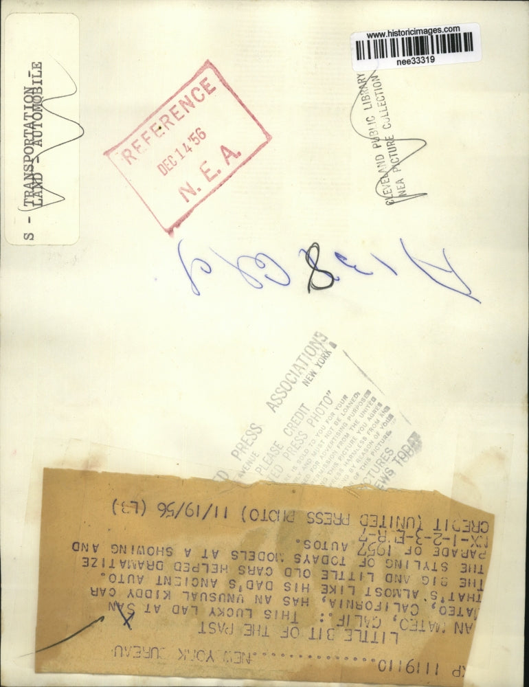 1956 Press Photo Youngster at San Mateo Auto Parade