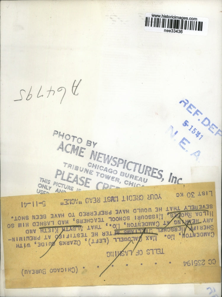 1941 Press Photo Mac Caldwell with Sheriff Herschel testifies against teachers