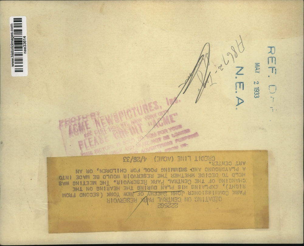 1933 Press Photo Park Commissioner John Sheehy explains his plans in a meeting