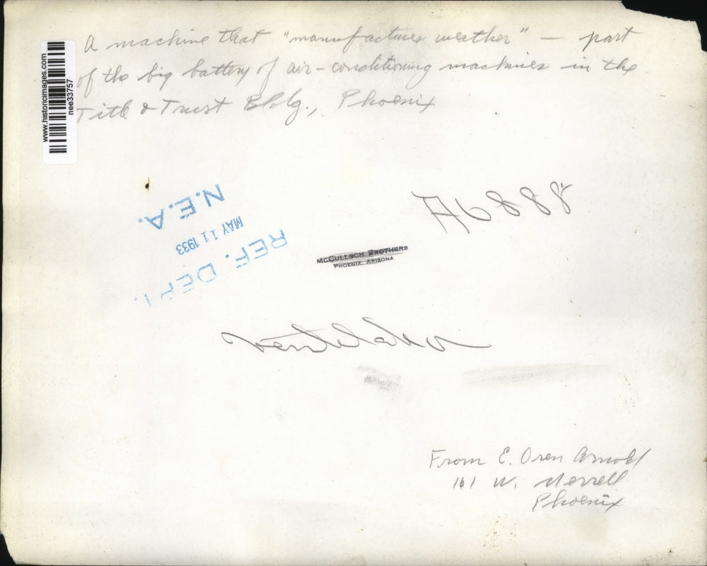 1933 Press Photo A machine that manufactures weather - nee33757