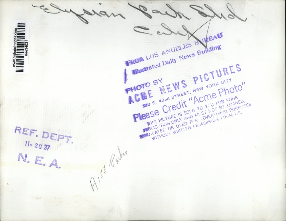 1937 Press Photo The Eysian Park in california - nee34031