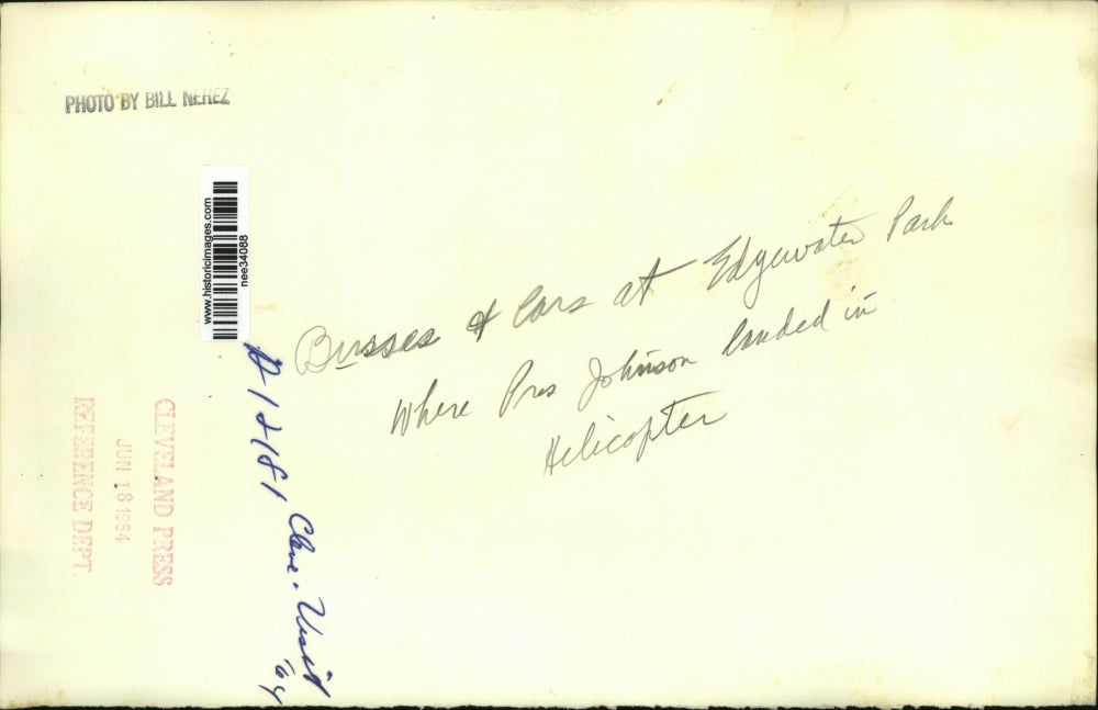 1964 Press Photo Parking Lot at Cleveland Edgewater Park for President Johnson