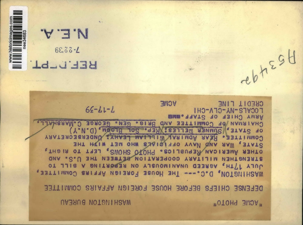 1939 Press Photo of the House Foreign Affairs Committee.