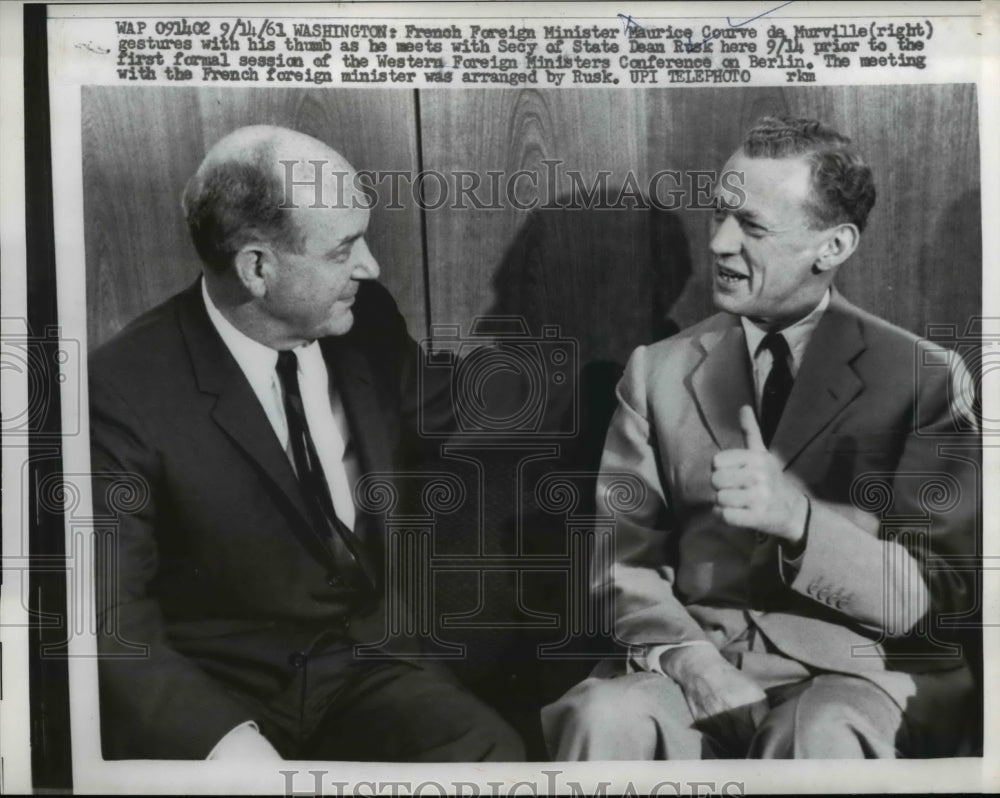 1951 Press Photo French Foreign Minister Maurice Couve de Murville and Dean Rusk
