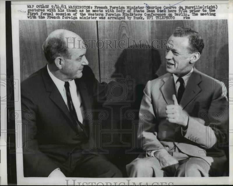Load image into Gallery viewer, 1951 Press Photo French Foreign Minister Maurice Couve de Murville and Dean Rusk
