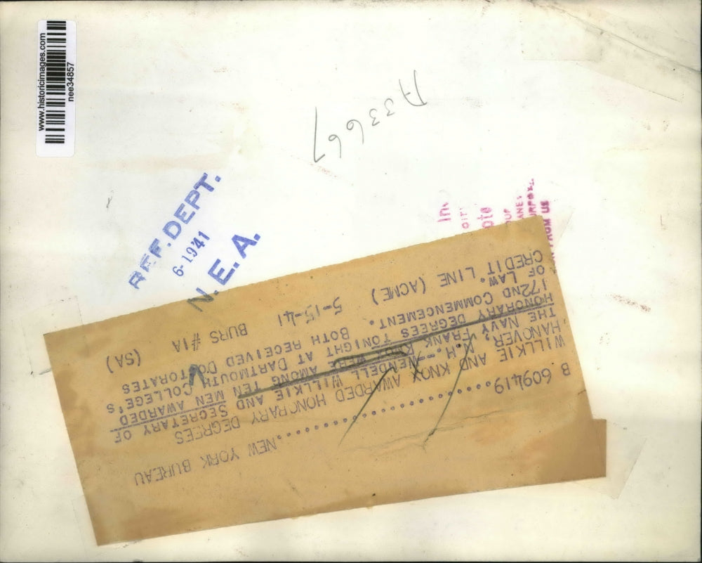 1941 Press Photo Wendell Willkie & Secretary of the Navy Frank Knox - nee34857