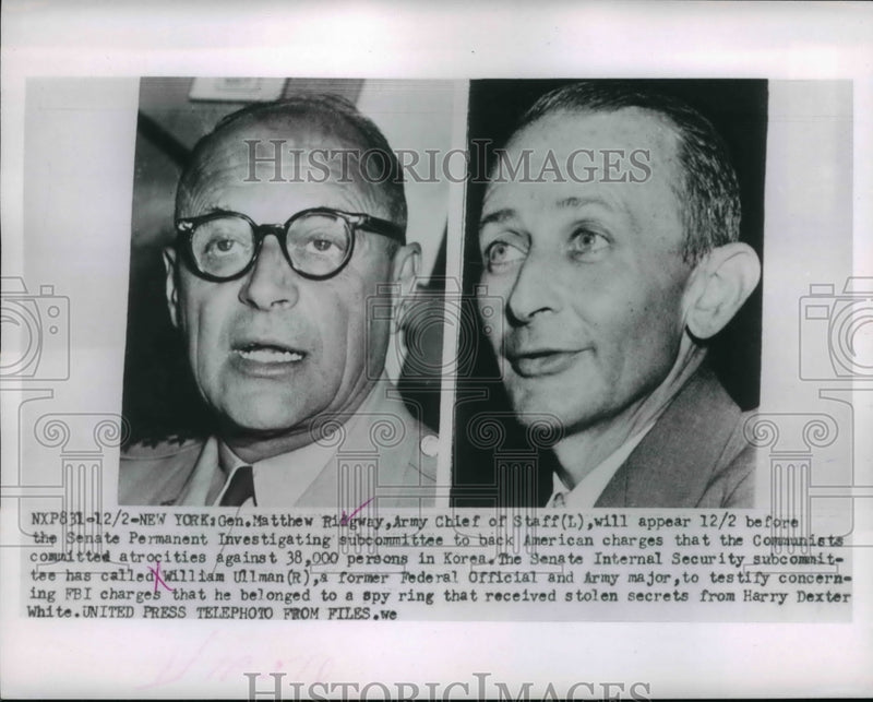 Load image into Gallery viewer, 1953 Press Photo Army Chief of Staff Matthew Ridgway, William Ullman - nee35056

