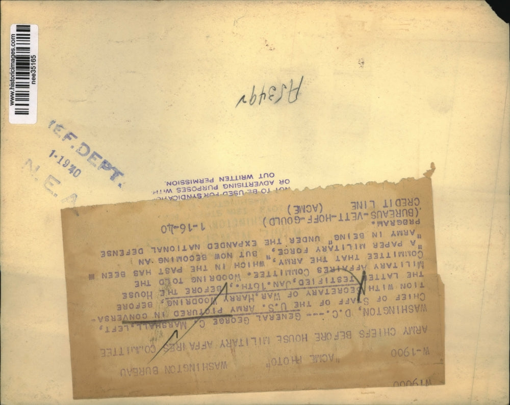 1940 Press Photo Chief of Staff General George Marshall & Sec of War Woodring