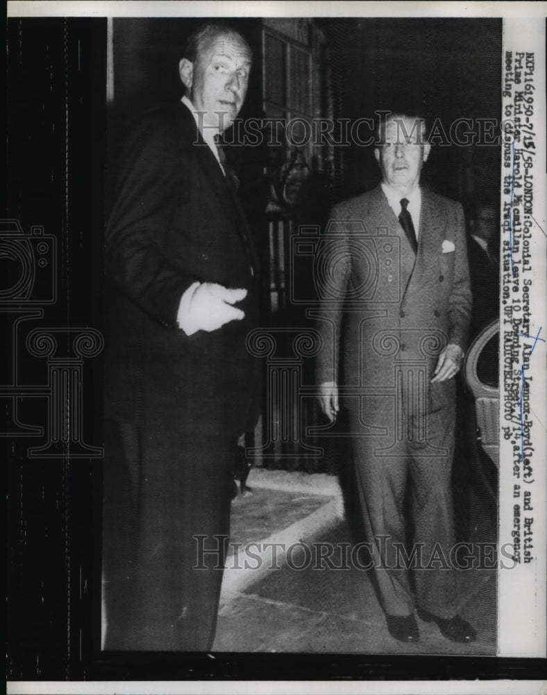 1958 Press Photo Colonial Secretary Alan Lennox-Boyd & British Minister MacMIlla