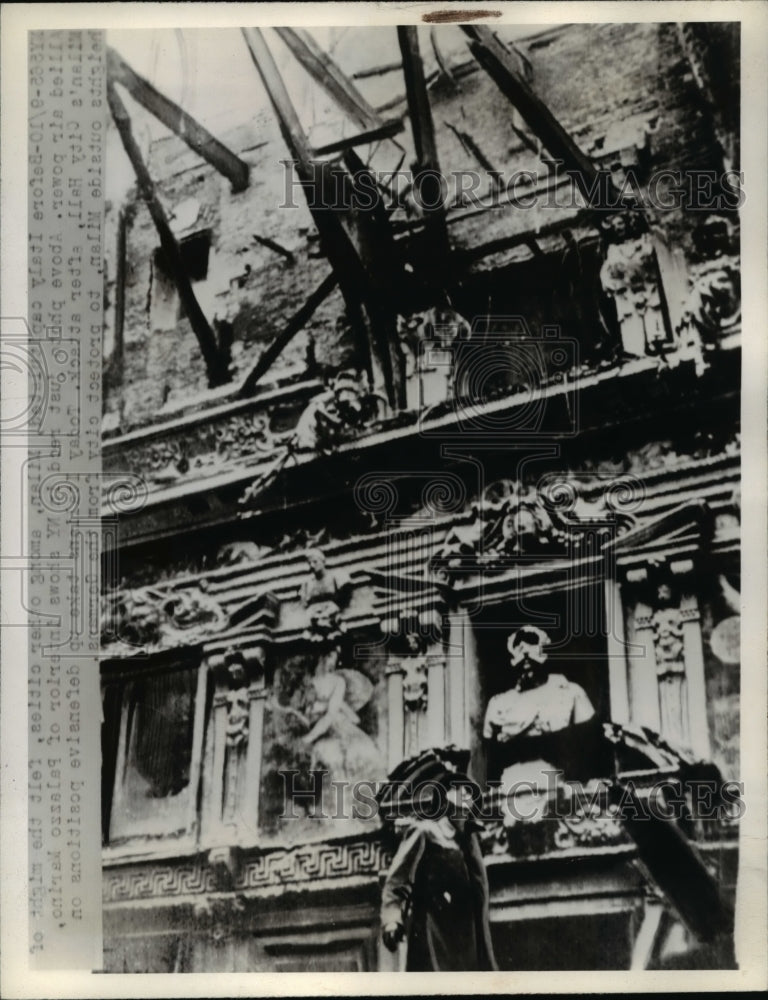 1943 Press Photo Milan City Hall after bombing - nee35523