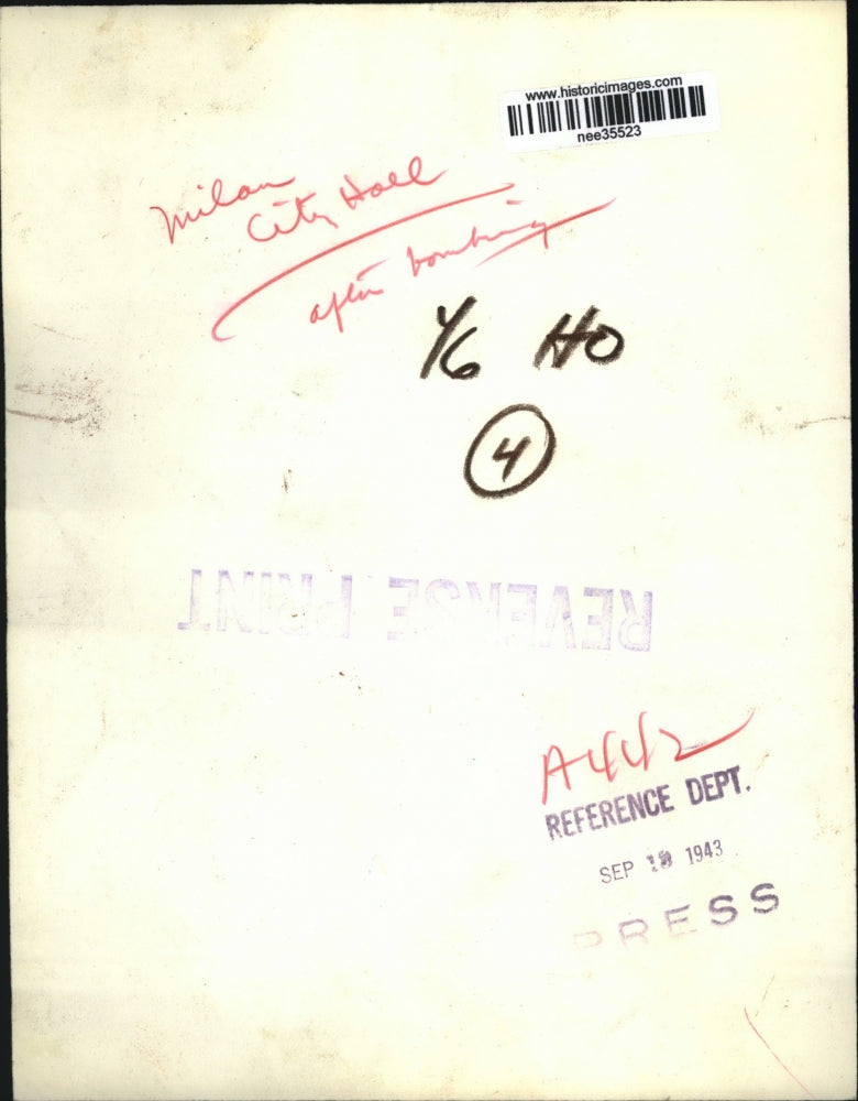 1943 Press Photo Milan City Hall after bombing - nee35523