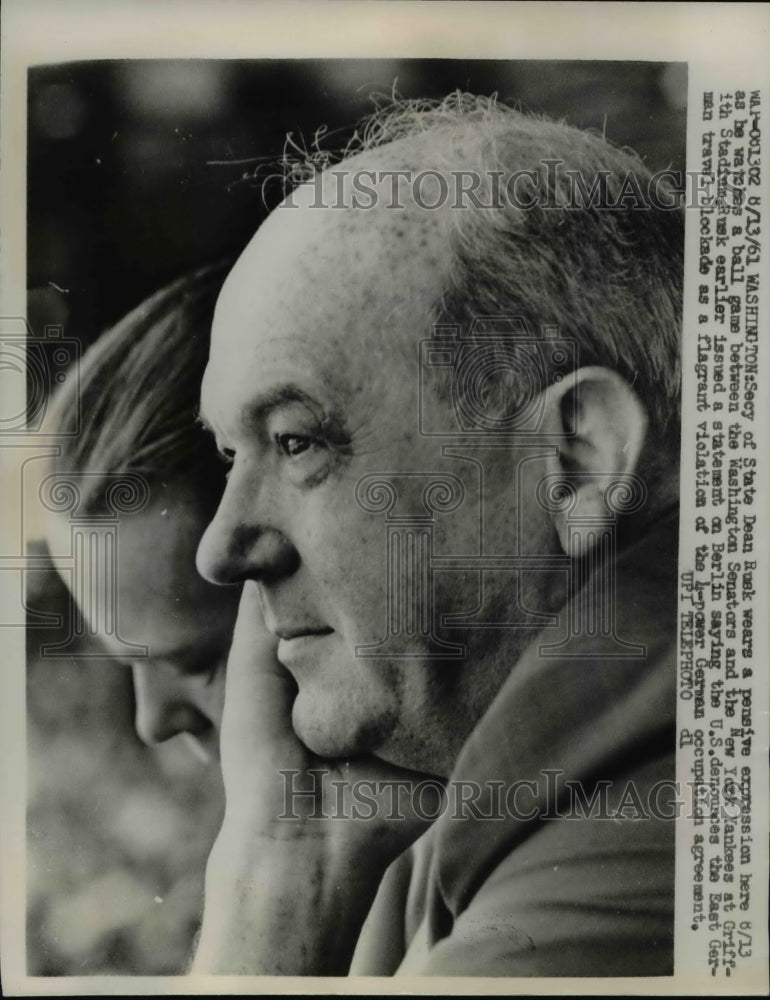 1961 Press Photo of Sec of State Dean Rusk - nee35559