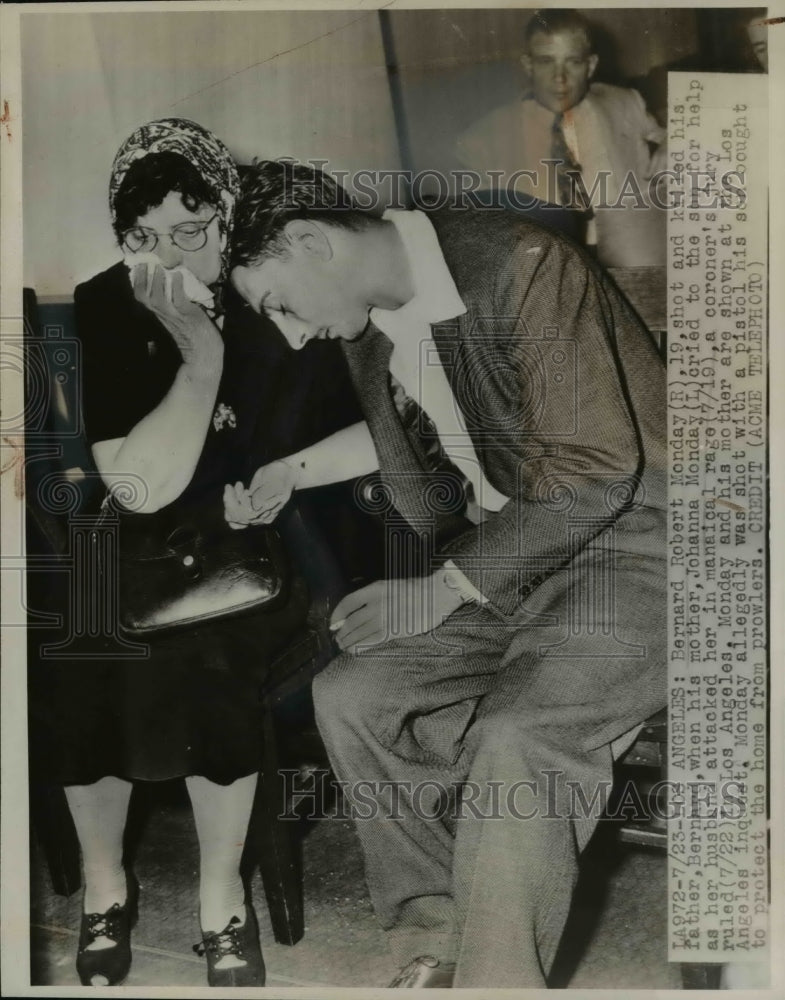 1947 Press Photo Bernard Robert Monday, Mother Johanna After Shooting Father