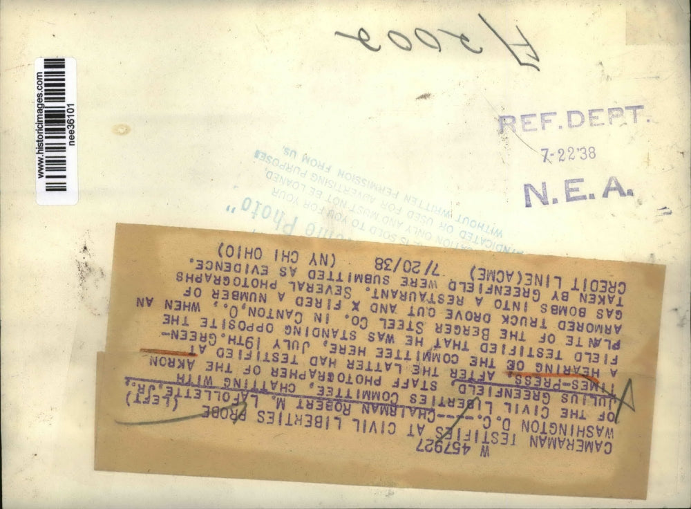 1938 Press Photo Chairman Robert M. Lafollette Jr, & Julius Greenfield of Akron