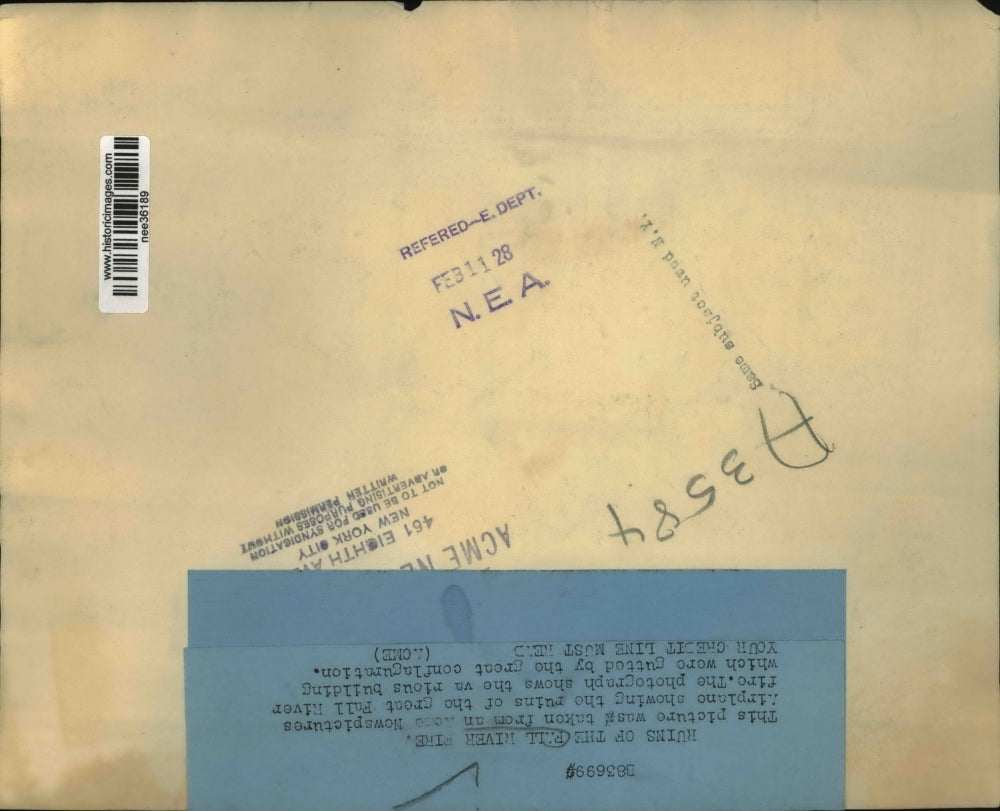 1928 Press Photo Aerial View of the Great Full River Fire