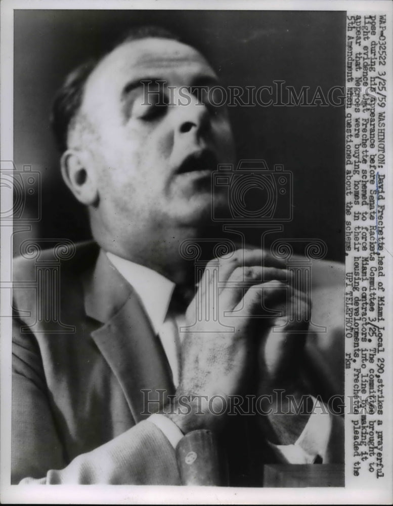 1959 Press Photo David Frechette, head of Miami Local 290 - nee36371