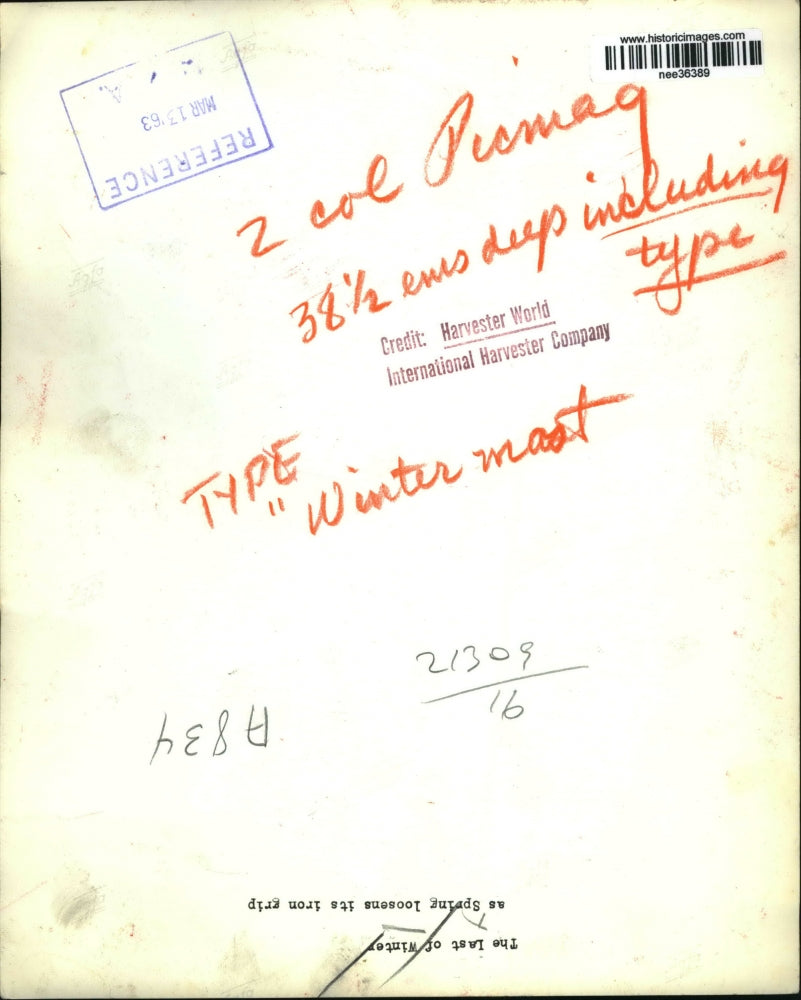 1963 Press Photo of the last of winter as spring loosens its iron grip.