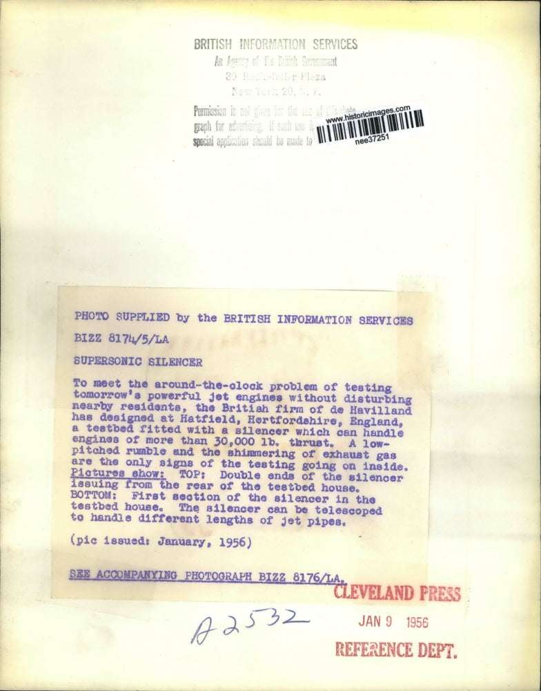 1956 Press Photo Supersonic Silencer Testbed Housing Made in England