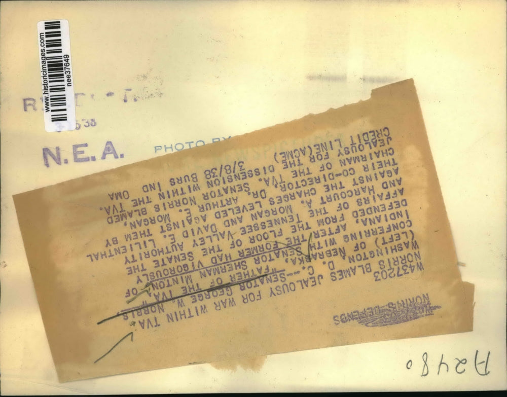 1938 Press Photo Senator George Norris and Senator Sherman Minton - nee37649