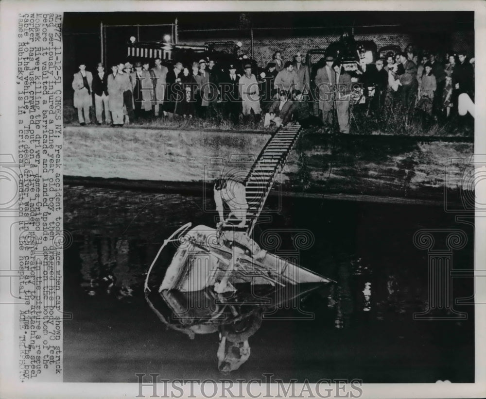 1951 Press Photo The freak accident seriously injured a nine year old boy