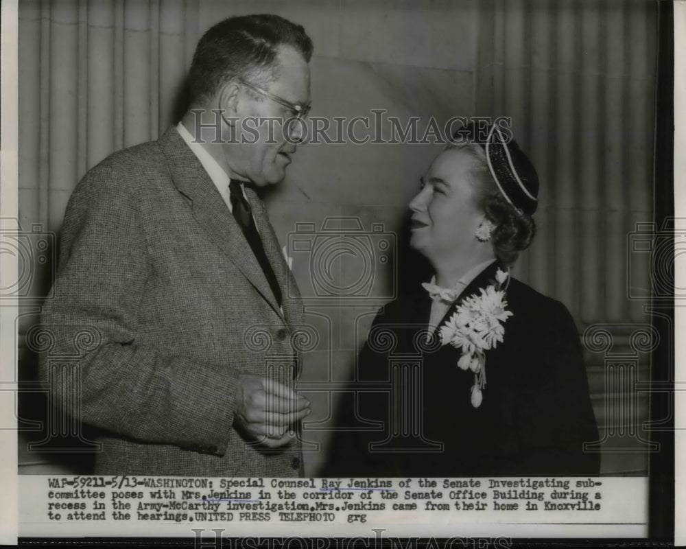 1954 Press Photo Senate Counsel Ray Jenkins & Wife - nee38440