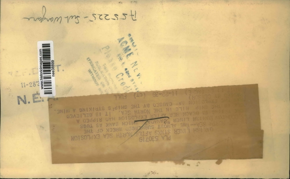 1939 Press Photo Danish Liner sinks after North Sea explosion, Banada