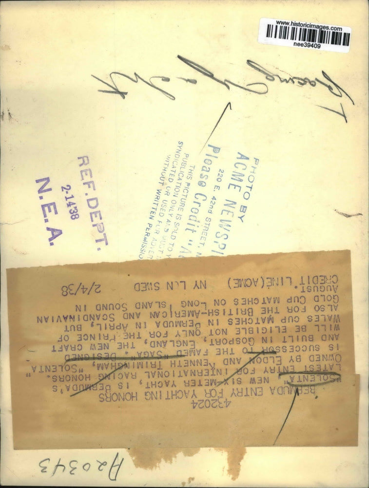 1938 Press Photo "Solenta" owned by Eldon and Kenneth Trimingham - nee39409