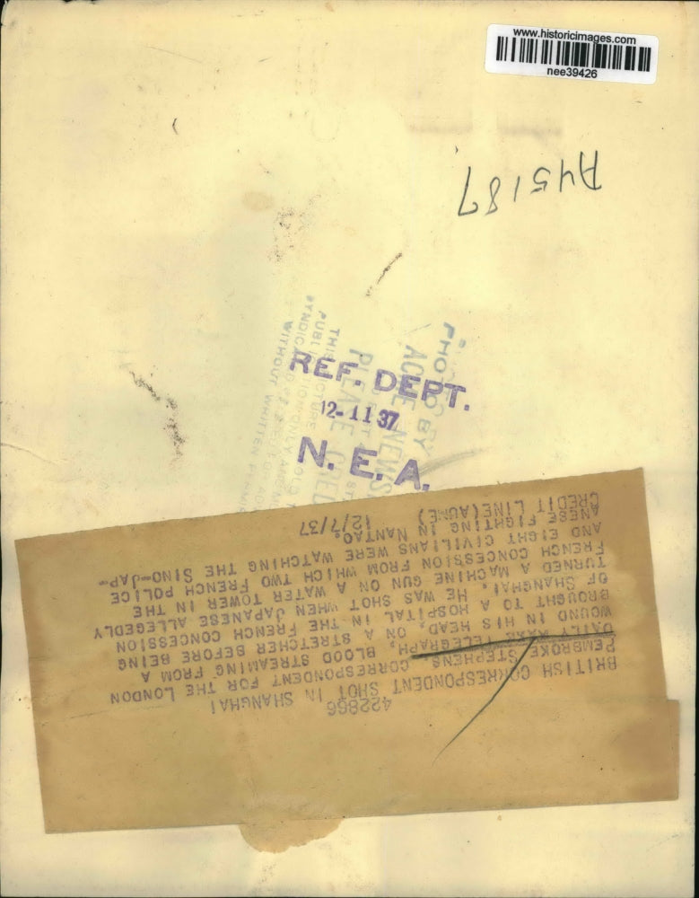 1937 Press Photo Blood Streams from Pembroke Stephens's Head - nee39426