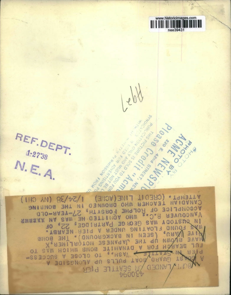 1938 Press Photo Coast Guard Boat in Seattle Pier - nee39431