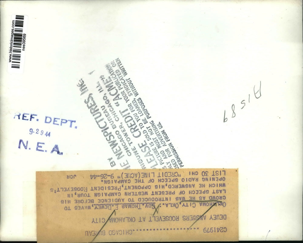 1944 Press Photo Oklahoma Gov Thomas E. Dewey in Present Western Campaign